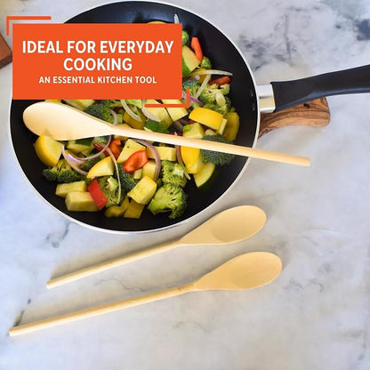 Imusa Wooden Spoons 3-Piece, Maplewood, Non-Scratch, For Cooking, 3 count (Pack of 12)