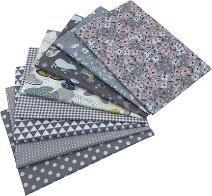 aufodata 8 Pieces 19.6" x 19.6" (50cm x 50cm) Cotton Fabric Squares Quilting Patchwork Floral Pattern Precut Fabric for DIY Quilting Sewing Crafting Artcraft (Gray)