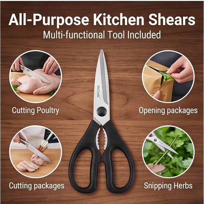 McCook® Knife Sets, German Stainless Steel Kitchen Knife Block Sets with Built-in Sharpener, 15 Piece Chef Knife and More, Razor Sharp, Restaurant Grade, Anti-Rust, Elegant Box for Gift
