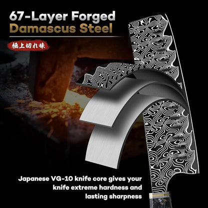 Huusk Damascus Nakiri Knife 7 Inch, Japanese Damascus Steel Chef Knives, Cleaver and Vegetable Knife with Ergonomic Resin Handle, Razor Sharp Kitchen Knives, Birthday Cooking Gifts for Men and Women