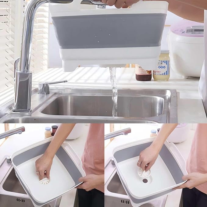 Foldable Sink Vegetable Fruit Bowl Dish Washing Storage Basin Basket, Portable Space-Saving for Kitchen, RV, Campers, and Travel Trailers