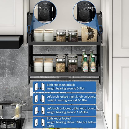 Pull Down Shelf Upper Kitchen Wall Cabinet Storage Organizer (36inch Cabinet) Black