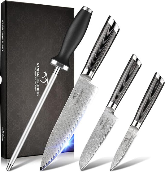 NANFANG BROTHERS Damascus + VG10 Knife,73 Layers, Sharp,Multi-functional,Cooking Utensils,Cutting Meat,Vegetables,Fruits,Home Use,Commercial