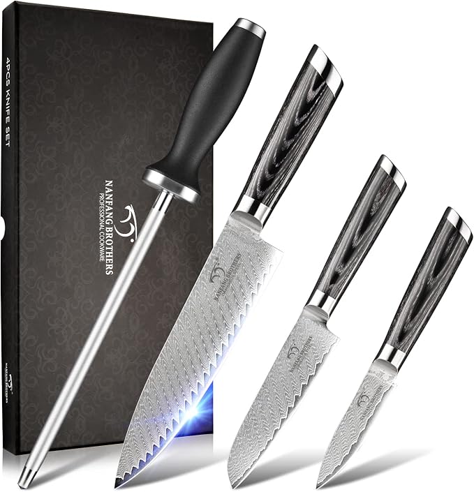 NANFANG BROTHERS Damascus + VG10 Knife,73 Layers, Sharp,Multi-functional,Cooking Utensils,Cutting Meat,Vegetables,Fruits,Home Use,Commercial