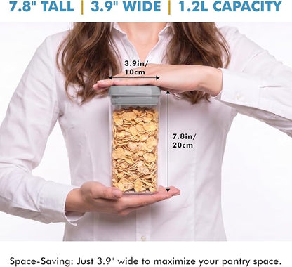 Shazo Airtight Food Storage Containers with Lids - 6 PC BPA Free Clear Plastic Cereal Containers with Easy Lock Lids for Kitchen and Pantry Organization for Snacks and Pasta - 1.2L