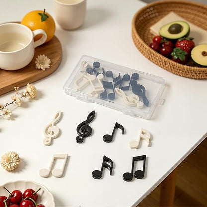 Renmxj 12 Pcs Refrigerator Magnets - Cute Mini Music Note Fridge Magnets, Funny Lifelike Musical Symbol Magnets for Kitchen, Office, Locker, Whiteboard Decor(Black and White)