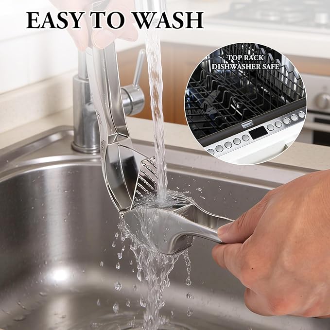 Heavy Duty Garlic Press, Die-Cast Zinc, Dishwasher Safe