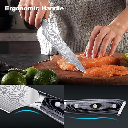 8" Chef Knife,High Carbon Stainless Steel Chef Knife,kitchen knife with Finger Guard and Knife Sharpener,Chef Knife Gift Box for Family and Friends