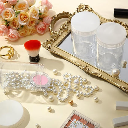 SATINIOR 24 Pieces Empty Clear Plastic Jars with Lids Round Storage Containers Wide Mouth for Beauty Product Cosmetic Cream Lotion Liquid Butter Craft and Food(Clear Lid,10 oz)