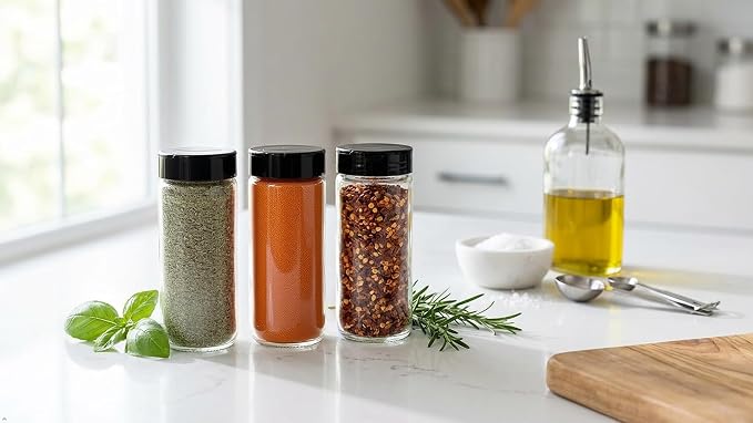 JARMING COLLECTIONS 16oz Glass Spice Shakers with Lids – Set of 2 Large Seasoning Containers with Shaker Tops for Kitchen, Pantry & Herb Storage