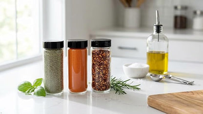 JARMING COLLECTIONS 16oz Glass Spice Shakers with Lids – Set of 2 Large Seasoning Containers with Shaker Tops for Kitchen, Pantry & Herb Storage