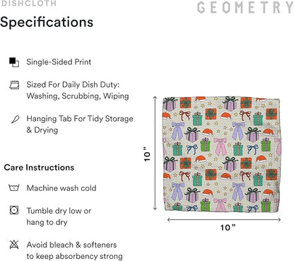 GEOMETRY Holiday Kitchen Dish Cloths - Quick Dry Dishcloths for Kitchen - Premium Dish Rags with Geoweave - 3-Pieces (Wrapped Up, 10"x10")