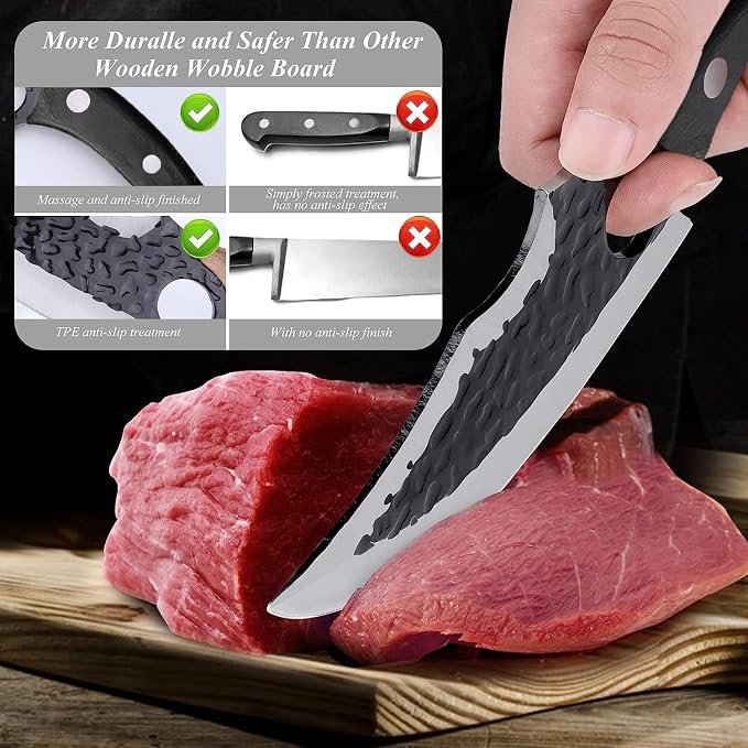 Hand Forged Chef Knife,6 Inch Viking Knife Butcher Boning Knife With Leather Sheath,Handmade Japanese Steel Kitchen Chef Knife,Meat Vegetable Cutting Knife ,Caveman Knife for Camping&Outdoor