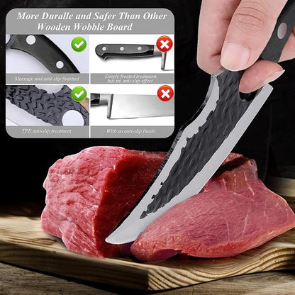 Hand Forged Chef Knife,6 Inch Viking Knife Butcher Boning Knife With Leather Sheath,Handmade Japanese Steel Kitchen Chef Knife,Meat Vegetable Cutting Knife ,Caveman Knife for Camping&Outdoor