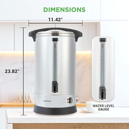 NutriChef 19L Water Boiler Hot Water Dispenser Urn | Large Electric Kettle with Keep Warm Function, Safety Lock Lid & Stainless Steel Inner Pot for Tea & Hot Beverages (Black & Silver).