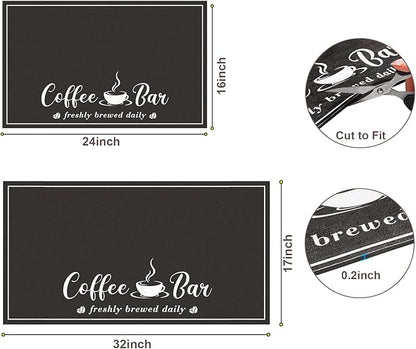CooRug Absorbent Coffee Mat, Fashion Dish Drying Mat for Kitchen Counter Coffee Bar Accessories Espresso Machine Dish Rack 17" x 32" Black