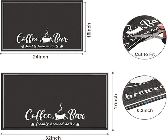 CooRug Absorbent Coffee Mat, Fashion Dish Drying Mat for Kitchen Counter Coffee Bar Accessories Espresso Machine Dish Rack 17" x 32" Black