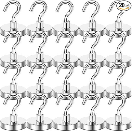 DIYMAG Magnetic Hooks, 120lbs+ Magnet Hook 2026 Cruise Cabin Ship Essentials Heavy Duty Strong Magnets Refrigerator Fridge Hanging for Classroom Beach Vacation Kitchen Grills Home 20 Pack (Silver)