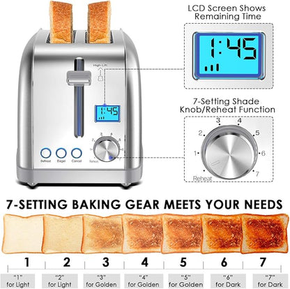 Lofter 2 Slicer Toaster with Bagel Function, Stainless Steel