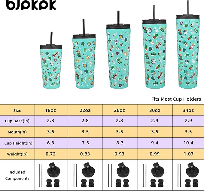 BJPKPK 26oz Stainless Steel Insulated Tumbler With lid And Straw Travel Coffee Thermal Tumblers Cup For Women And Men,Spring Party Green