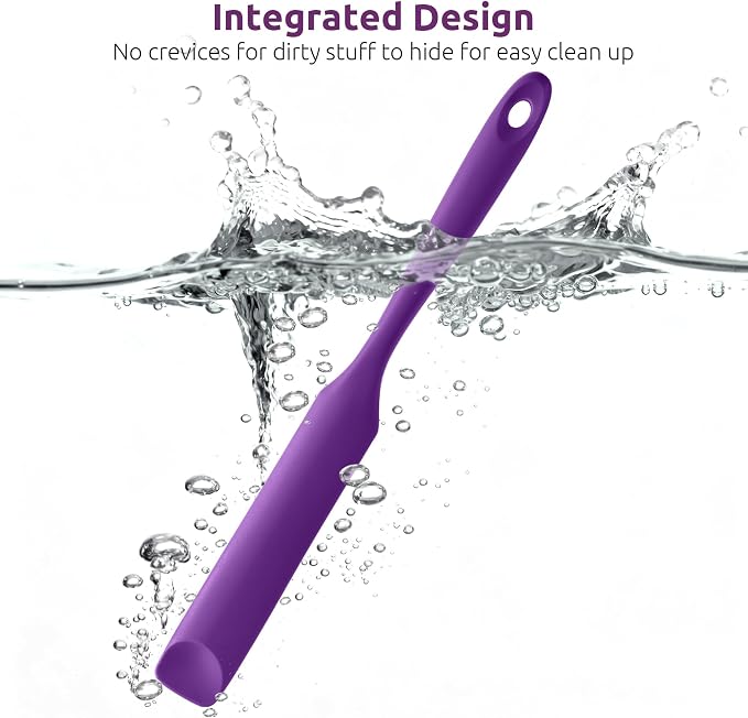 U-Taste Silicone Jar Spatula for Sourdough Starter: Long Skinny Food-Grade Jam Spreader, Sturdy Stirring Stick Bowl Scraper with Flexible Spoon Tip, Mixing Icing Tool, Peanut Butter Knife (Purple)