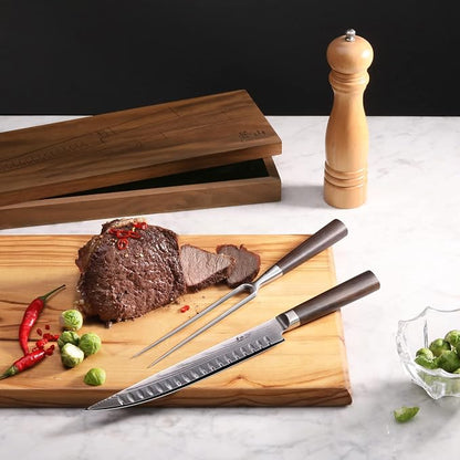 Cangshan HAKU Series 2-Piece Carving Set with Walnut Box, Forged X-7 Damascus Steel, 501158