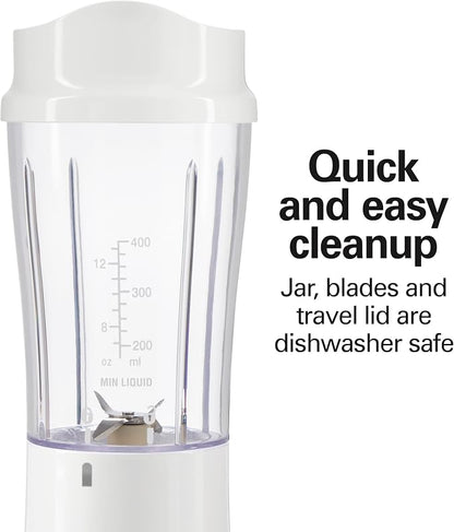 Hamilton Beach Portable Blender for Shakes and Smoothies, 14 Oz BPA Free Travel Cup & Lid, Durable Stainless Steel Blades, Personal Smoothie Blender, White (51101V) (Pack of 4)