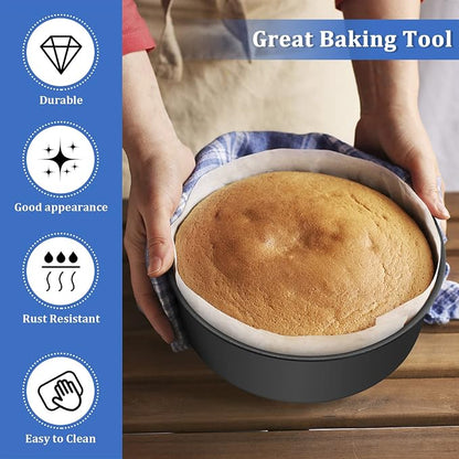 P&P CHEF 6 Inch Cake Pan, Nonstick Round Baking Layer Cake Pans Tins Set for Birthday Wedding, 2.94-Inch Deep Side & One-piece Design, Stainless Steel Core & Easy Clean, Black, 2Pcs