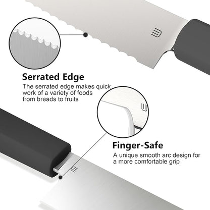 7.5" Serrated Bread Knife for Homemade Bread, Razor Sharp AR-RPM9 Steel & Innovative Wavy Edge, Professional Serrated Knife for Sourdough Bread Cake, Gift Box for Baker Home Chefs