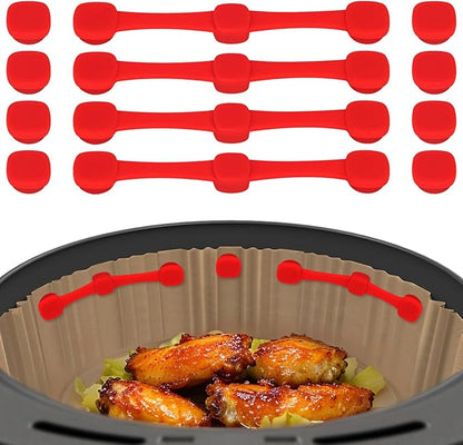 Air Fryer Magnets for Parchment Paper, Upgraded Powerful Magnetic Silicone Buckle for Holding Down Parchment Paper Liners, Lock Disposable Liners Safely and Prevent Paper to Burn