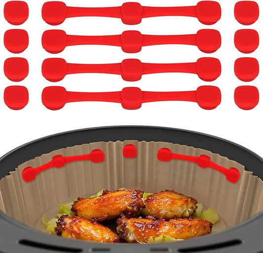 Air Fryer Magnets for Parchment Paper, Upgraded Powerful Magnetic Silicone Buckle for Holding Down Parchment Paper Liners, Lock Disposable Liners Safely and Prevent Paper to Burn