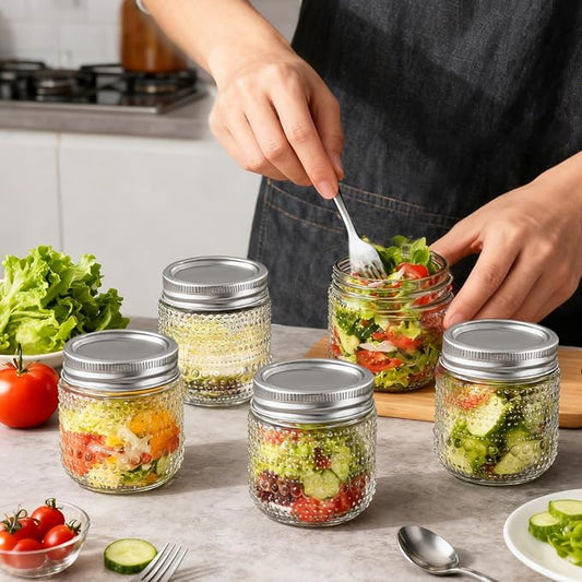 8 oz Mason Jars With Lids,12 Packs Small Mason Jars, Half Pint Glass Canning Jars for Jams, Jelly, Sauces, Desserts, chia pudding, Pickle, Gift