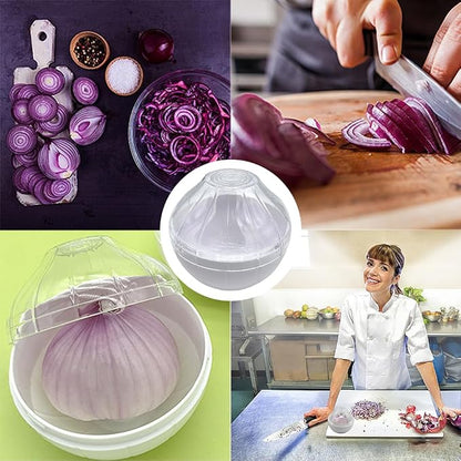 PUXING Onion Keeper - Reusable Onion Storage Container, Garlic Shaped Food Saver, Fruit & Vegetable Storage Holder, Sealing Box for Refrigerators (White)