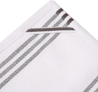 Urban Villa Kitchen Towels 100% Cotton Dish Towels for Kitchen (Set of 3) 20”x30” Dish Cloths Highly Absorbent Kitchen Linen Set with Hanging Loop Perfect for Drying Dishes Cleaning Towels-Grey White