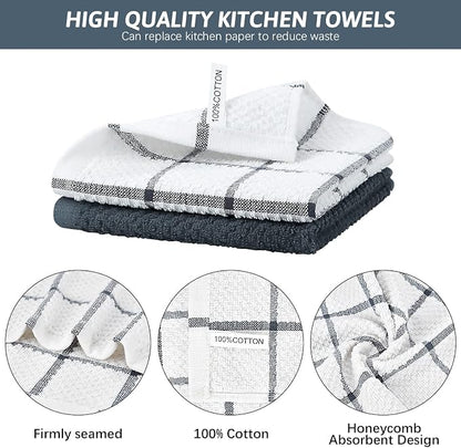 Nialnant 12 Pack Kitchen Dish Cloths,100% Cotton Soft Absorbent Quick Drying Dish Rags for Kitchen,Washing Dishes,Cleaning Rags