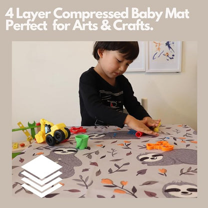Splat Mat for Baby – Under High Chair Floor Mat Protects Wood, Vinyl and Carpet from Spills – Waterproof 4 Layer Baby Mat with Anti-Skid Backing Deters Bunching and Sliding (51” x 51”)