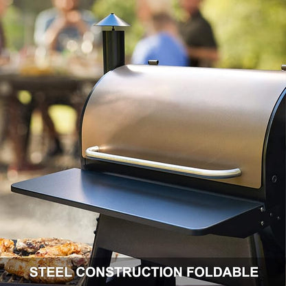 Utheer Folding Front Shelf for Traeger Pro 34, Century 885, Texas Elite 34 Pellet Grills, BAC363 Grill Accessory 37" x 12", Heavy-Duty Steel Table Supports 60 LBS, Foldable Prep & Storage Station
