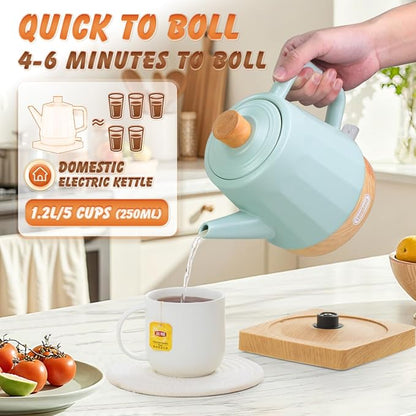 Electric Kettle Ceramic 1.2 qt, Automatic Shut Off, Fast Boiling Kettles Teapot, Hot Water Boiler For Coffee & Tea, Prevent Boil Dry, 1000W, Milky Green