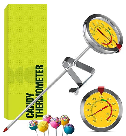 CRAFT911 Candy Thermometer with Pot Clip - Deep Fry Oil Thermometer for Frying and Candle Making (Yellow)