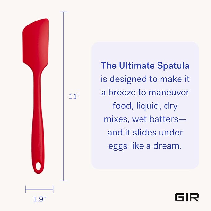 GIR: Get It Right Silicone Kitchen Spatula - Non-toxic Cooking Utensils for Nonstick Cookware, Cooking and Baking, Ultimate - 11IN - Red