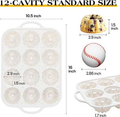 1 Pc Silicone Mini Fluted Tube Cake Pans with Metal Frame, 6-Cavity Non-Stick Moldes De Silicona Para Gelatina, Mini Flan Molds for Cupcake, Donuts, Muffin, Cornbread, Brownie, Jellies (Cream)