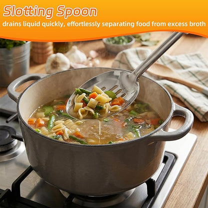 Stainless Steel Serving Spoon,Solid Slotted Spoon,Cooking Spoons Set, Kitchen Utensils Set For Mixing, Serving, Stiring Large Spoons