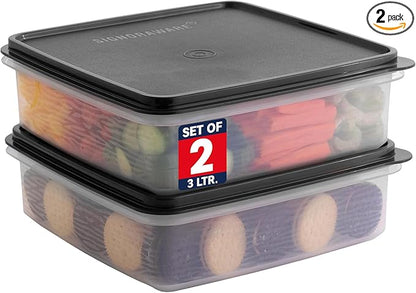 Plastic Storage Containers with Lids – 2-Pack 3L Cupcake Carrier – Leakproof Cookie Storage Containers Airtight – BPA-Free Plastic Containers with Lids for Food Storage, Meal Prep, Leftovers, Cupcakes