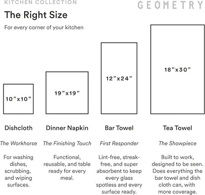 GEOMETRY Kitchen Tea Towels - Quick Dry Microfiber Dish Towels for Kitchen - Revelle 18" x 30" - 1 Pack
