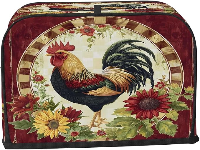 2 Slice Animal Rooster Art Toaster Cover Waterproof Dust Fingerprint Bread Machine Cover Washable Kitchen Appliance Protector For Home Kitchen Bakeware Table Decor Women Gifts