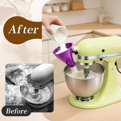 Purple Stand Mixer Accessories Compatible with KitchenAid Artisan KSM150, Food-Grade Flour Funnel for 5 Quart Tilt-Head Stand Mixer, Anti-Splash Kitchen Funnel, Easy to wash and Reuse