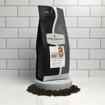 Fresh Roasted Coffee, Organic Donut Shop Whole Bean Coffee, Medium Roast, USDA Organic, Kosher, 2 lb (32 oz)