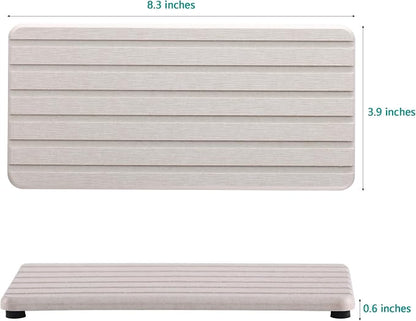 NiuYichee 2 PCS Water Absorbent diatomite Coasters, 8.3" x 4" Water Absorbing Stone Tray for Sink, Stone Drying mat for Kitchen Counter, Stone soap Tray Used for Hand Soaps & toiletries & Plants