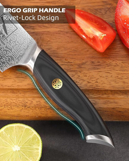 8" High Carbon Stainless Steel Kitchen Chef Knife, Blackwood Handle, Textured Anti-Stick Blade, Rustproof & Dishwasher Safe, Effortless Chopping, Premium Gift Box