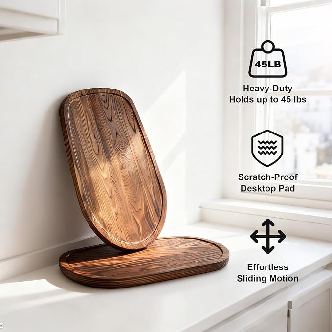 ENVTEK Mixer Slider Mat, Pine Wood Sliding Tray for KitchenAid 4.5 & 5 Qt Stand Mixers, Anti-Slip Moving Mat & Countertop Protector, Kitchen Accessories and Attachments for Artisan Series